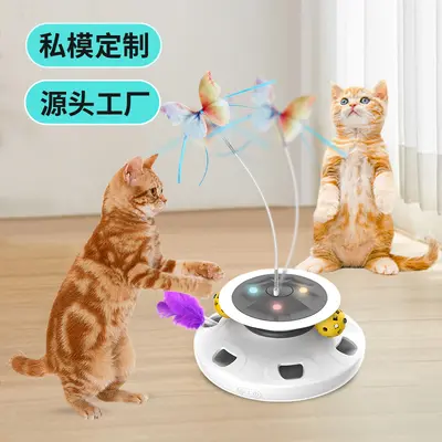 Cross-border popular cat teaser stick, electric cat toy turntable, automatic cat teaser, cat toy, self-play and boredom-relieving cat toy