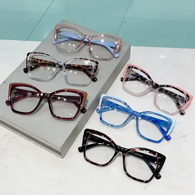 Cat-Eye Anti-Blue Light Glasses, Retro Style, Contrast Color