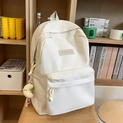 Schulrucksack 2025 für Schülerinnen Preppy-Stil Schulranzen für Schülerinnen der Mittelstufe einfarbig Universität Studentin minimalistischer vielseitiger Rucksack - 8