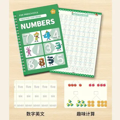 Grooved Handwriting Practice Book with English Drawing for Kids, Pen Control Training