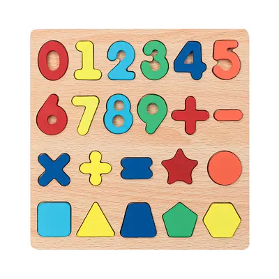 Wooden Educational Toy Board with Numbers, Shapes and Letters, Blocks for Babies - 7