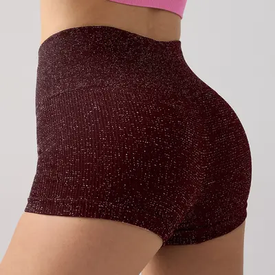 Шорты для йоги Silver Silk с высокой талией и контролем живота, укороченные фитнес-шорты для женщин с эффектом «персиковых ягодиц», подтягивающие ягодицы, спортивные шорты без видимых швов под одеждой - 11