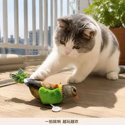 Elektronik Kuş Kedi Oyuncağı Sesli Dayanıklı Kendi Kendine Oynayan Kedi Oyuncağı - 4