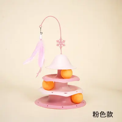 Three-Layer Track Cat Turntable Toy with Feather and Bell Teaser - 8