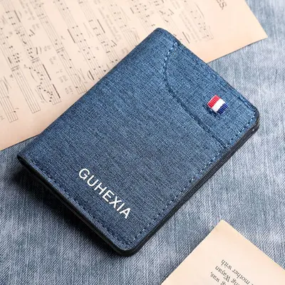 Vertikale Canvas-Herrenbörse, kurz, ultradünn - 9