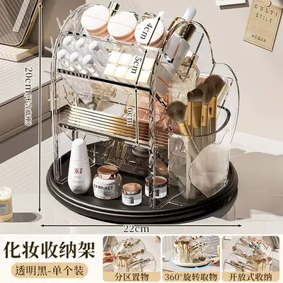 Rotating cosmetics organizer transparent luxury design - 12