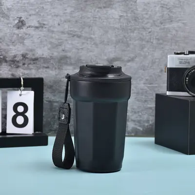 Hochwertige 316er Edelstahl-Thermoskanne, achteckige Kaffeetasse, tragbar mit Seil, Werbeartikel für den Außenbereich, kundenspezifisches Trinkglas - 11