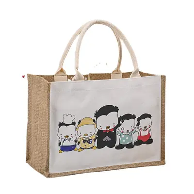 Canvas Lunch Bag Women's Single Shoulder Bag, Japanese Cartoon Style, Large Capacity