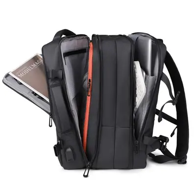 Expandable large capacity backpack, business travel laptop backpack, multifunctional luggage backpack, men's style