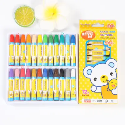 12 Color Oil Pastel Set Children's Painting Drawing Crayon Paint Kindergarten Graffiti Brush Student Art Supplies Wholesale