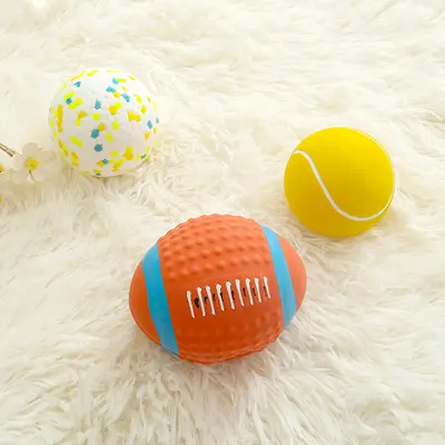Latex Rugby Ball Squeaky Dog Toy, Bite-Resistant - 4