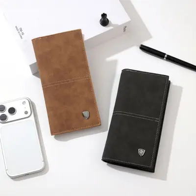 Men's Long Wallet, Retro Minimalist Slim Clutch with Multiple Card Slots - 3