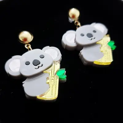Acryl-Koala-Ohrringe, Tierfigur, modischer Damenschmuck - 3