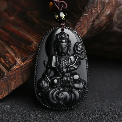 Doğal obsidyen Buda kolye, sekiz koruyucu melek, zodyak - 11