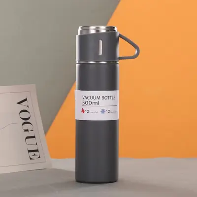 304 Stainless Steel Vacuum Double-Wall Insulated Cup with Three Lids - 12
