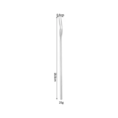 Japanese-Style 304 Stainless Steel Fruit Fork and Long Handle Coffee Stirring Spoon - 12