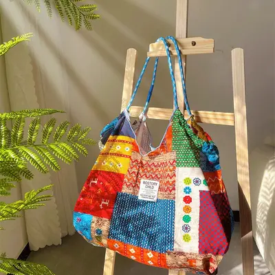 Large Printed Fabric Tote Bag, Casual Single-Shoulder Bag for Women - 7