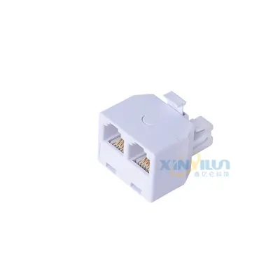 6P4C RJ11 Stecker auf Doppelbuchse, weißer Telefonadapter