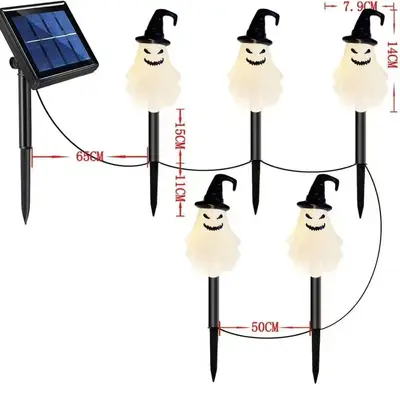 Halloween Solar LED Garden Light String, Waterproof, Pumpkin Ghost Design - 11