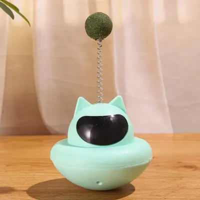 Cat Toy Feather Wand with Long Pole, Bell Turntable - 12