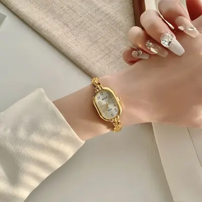 Goldene Quarzuhr für Damen Retro-Stil - 7