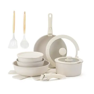 Detachable Handle Cookware Set with Marble Non-Stick Pans - 6