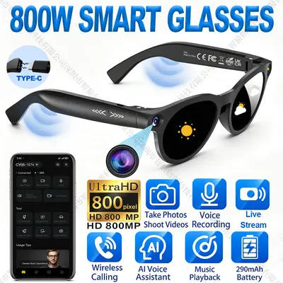 跨境AI智能眼镜抖音TK直播摄像头翻译识别智能眼镜Smart glasses - 2