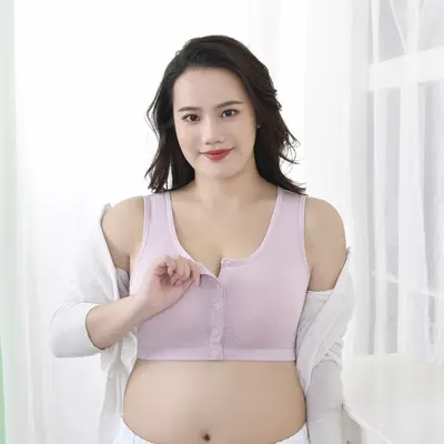 Plus Size Breathable Front-Button Nursing Bra, Padded, Frameless - 5