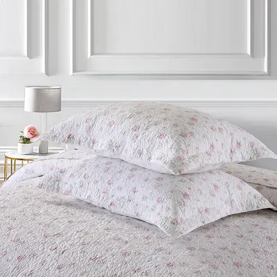 Baumwoll-Steppdecke mit Blumenmuster im Landhausstil, 3- oder 4-teiliges Set - 4