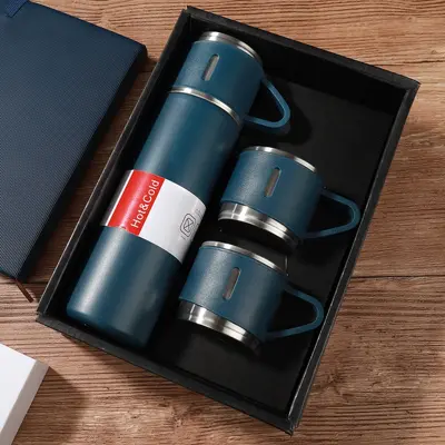 Edelstahl-Thermobecher-Set mit drei Deckeln und Geschenkbox - 8