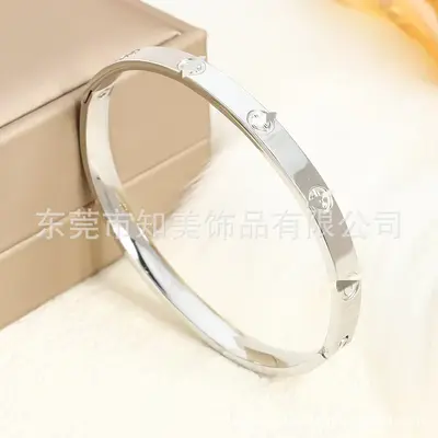 Grenzüberschreitender Bestseller Außenhandel Hot-Sale Douyin Influencer Live-Shopping Lagerbestand vollständig funkelndes Titanstahl-Armband für Damen farbbeständig Modeschmuck Großhandel - 10