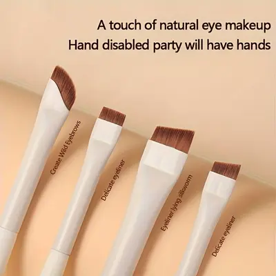 Porcelain White Crescent Eyeliner Brush with Angled Thin Tip