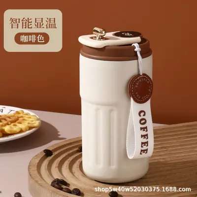 304 Stainless Steel Smart Coffee Mug, Temperature Display, Carry Rope - 7