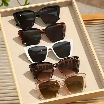Cat-Eye Sunglasses Square Frame Concave Design Face-Flattering Style - 1