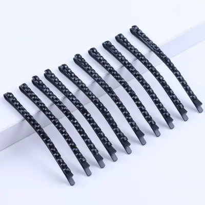 Single Word Firket Super Bright Single Row Black Crystal Diamond Alloy Firket Hair Clip Top-Tier Niche Hair Accessories Wholesale