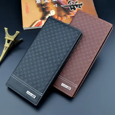 Men's Long Wallet, Slim Vertical Design, Soft Leather, Multi-Card - 1