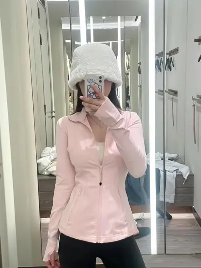 High-Quality Yoga Jacket, Elastic Brushed Fabric, Stand Collar, Spring and Autumn - 13