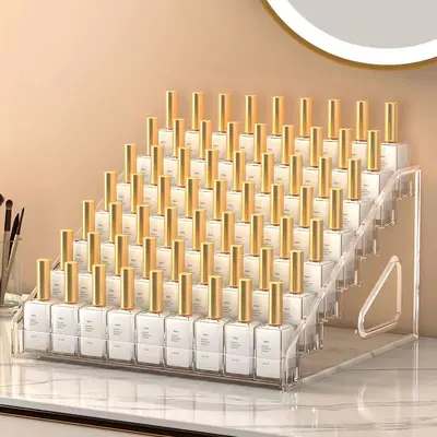 Nail art storage box multi-layer transparent nail polish display shelf home daily use lipstick cosmetic nail polish glue storage rack