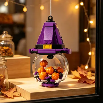 Halloween Glass Ball Pendant Building Blocks, One-Eyed Monster and Spider Set - 5