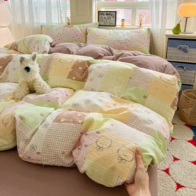 Class A Double-Layer Gauze Cotton Bedding Set, Washable, Four-Piece - 10