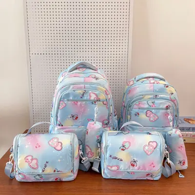Cartoon 3-in-1 Student Set: Large Backpack, Insulated Lunch Bag and Pencil Case - 5