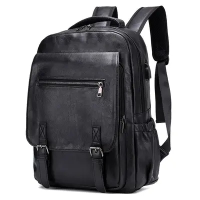 Men's PU Business Backpack, Large-Capacity Casual Student Bag - 6
