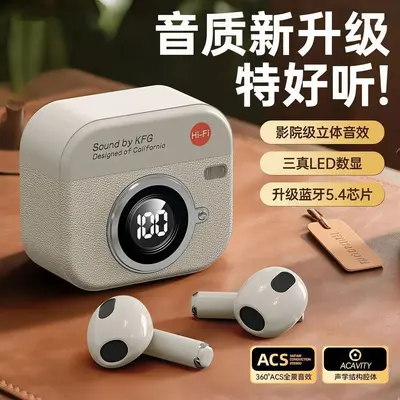 Retro-Kamera Bluetooth-Ohrhörer halboffenes Design Geräuschunterdrückung