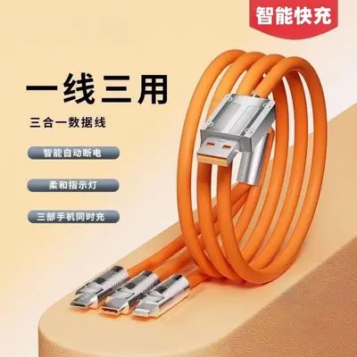 240w süper hızlı şarj üçü bir arada kalınlaştırılmış veri kablosu Type-c veri kablosu Huawei Xiaomi vivo için uygun
