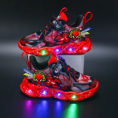Light-Up Kids' Sneakers, Waterproof Leather Upper, Soft Sole - 8