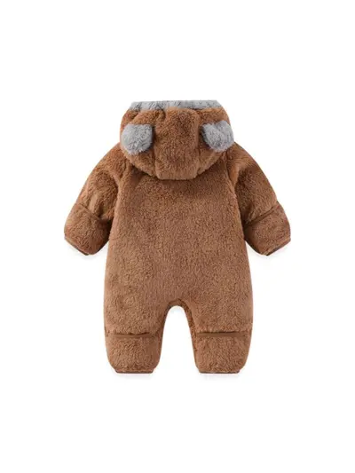 Korallenfarbener Samt-Babystrampler für Herbst und Winter, Neugeborene, mit Reißverschluss