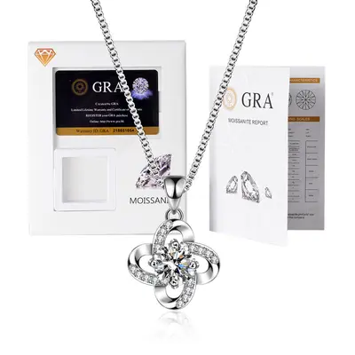 Moissanit-Anhänger-Halskette S925 Sterlingsilber rhodiniert - 8