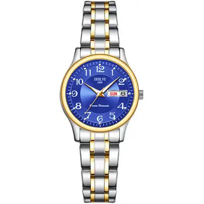 Women's fashion ultra-thin steel band dual calendar luminous waterproof internet celebrity digital girls Korean version watch quartz non-mechanical - 13