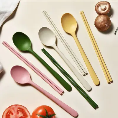 All-in-One Silicone Spoon and Chopsticks Set, Children's Chopsticks with Small Soup Spoon, Silicone Mixing Spoon, Salad Spoon, Soup Ladle
