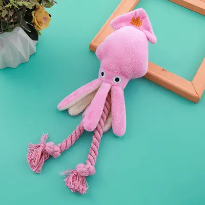 Squeaky Cotton Rope Octopus Dog Toy, Bite-Resistant Teeth Cleaner - 7